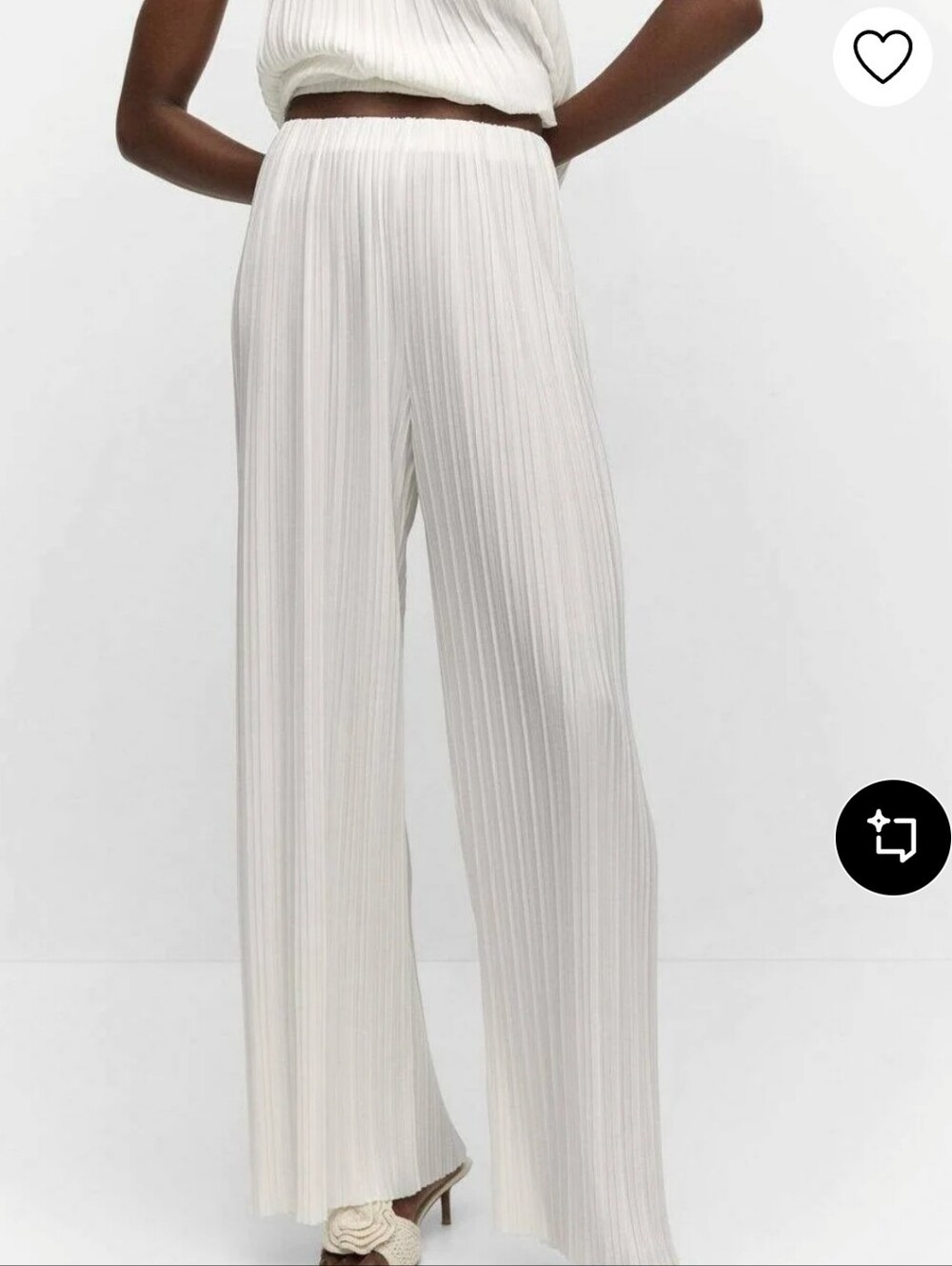 Mango Trouses Women's Pleated Wide-Leg Pants - White
